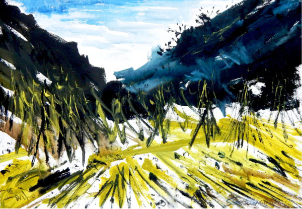 Hilly landscape painting