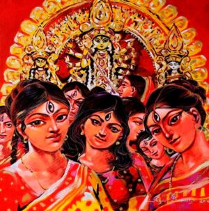 Bengali ladies at Durga Pujo by Abhijit Banerjee