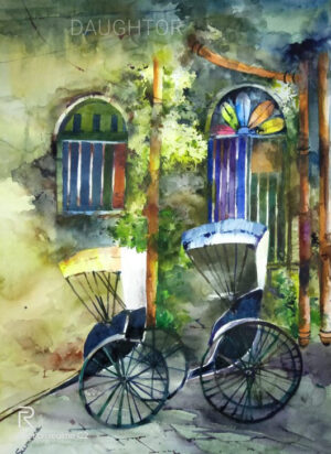 Watercolor Rickshaw Painting