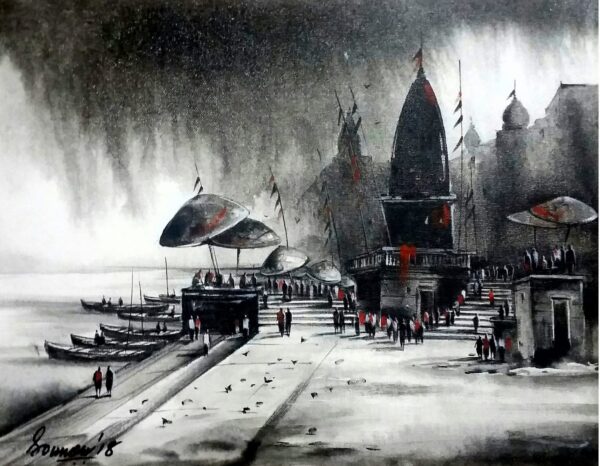 Varanasi-ghat-acrylic-canvas-