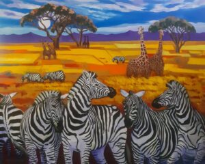 Zebra Acrylic Painting on Canvas | Zebra Painting on Canvas