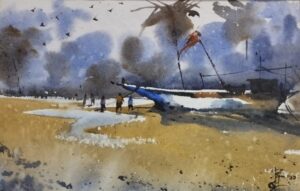 Coastal Watercolor Painting