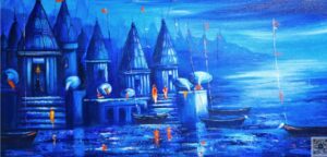 Banaras Ghat Acrylic Painting