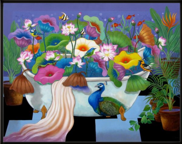 Floral Bathtub Painting