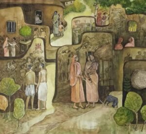 painting on village life