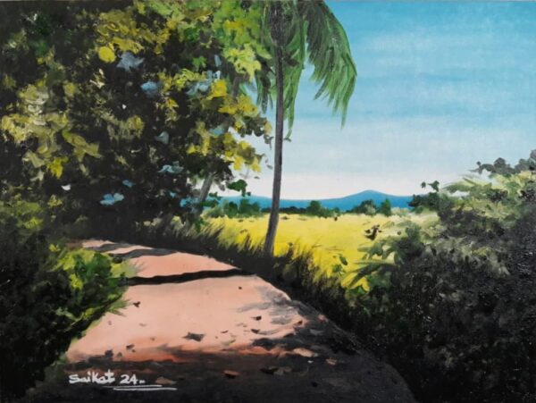 village scene oil painting
