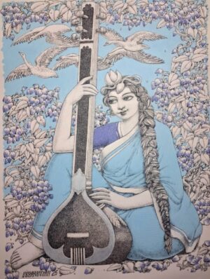 canvas saraswati painting