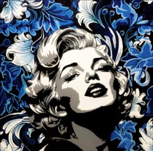 Blue Floral Pop Art Painting