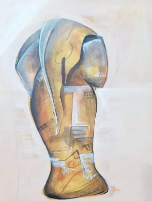 Creative Ganesh Painting with Earthy Tones and Fluid Lines