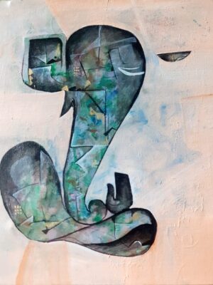 Abstract Ganesha Painting with Vibrant Colors and Patterns