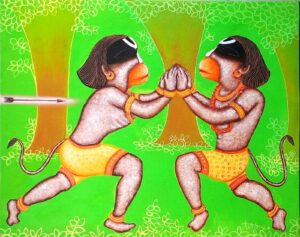 Bali Sugriv ki Ladai Painting | Acrylic on Canvas