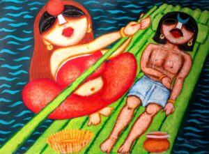 Behula Lakhindar Painting on a Raft