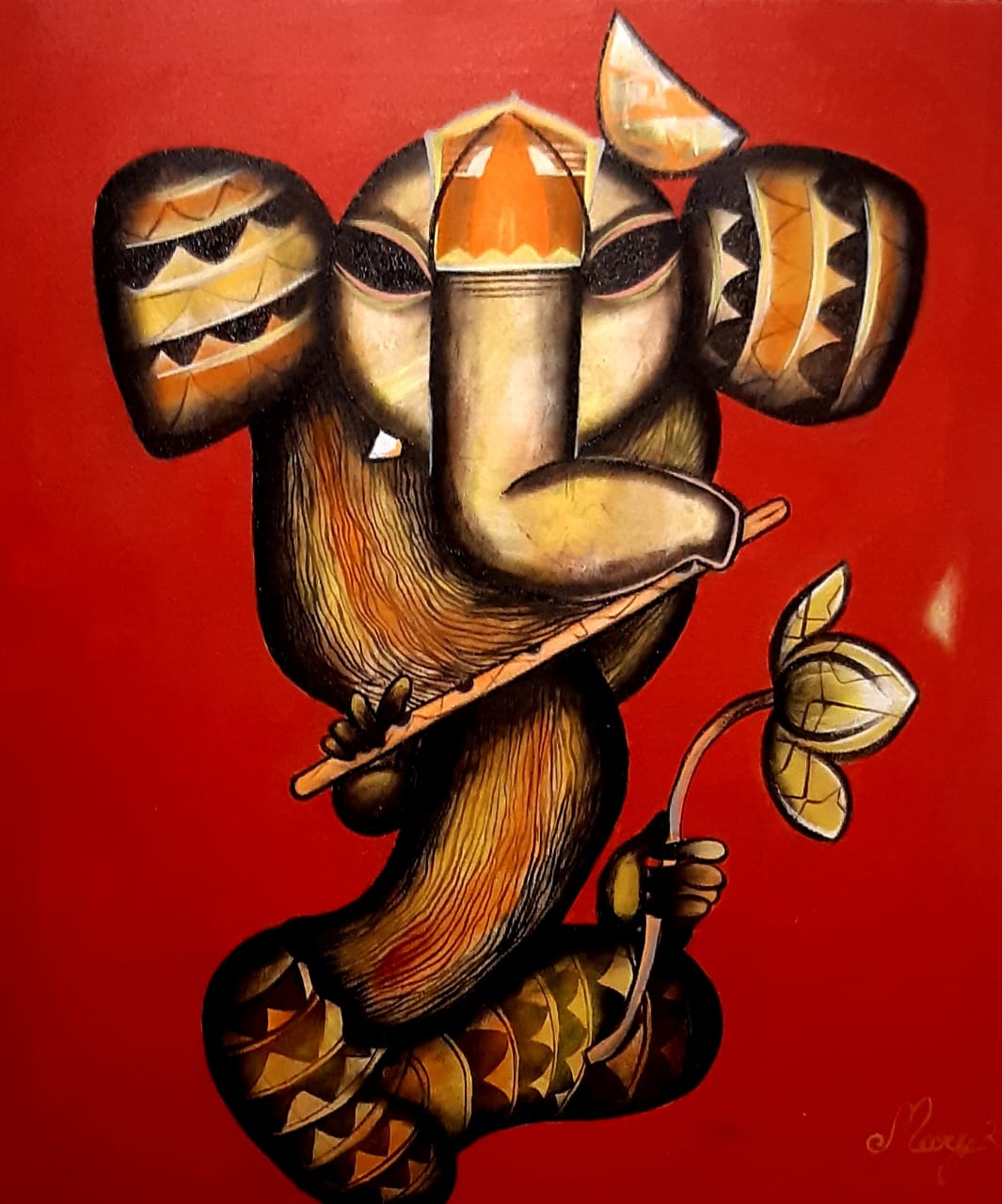 Flute Playing Artistic Ganesh