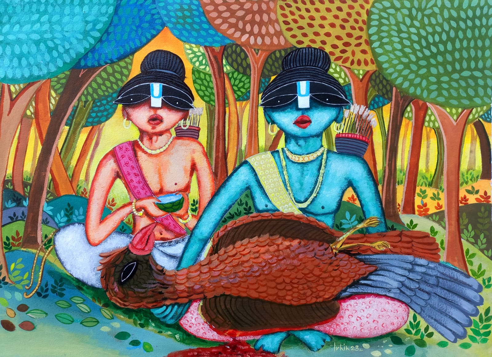 Jatayu's Death in Ramayana Painting