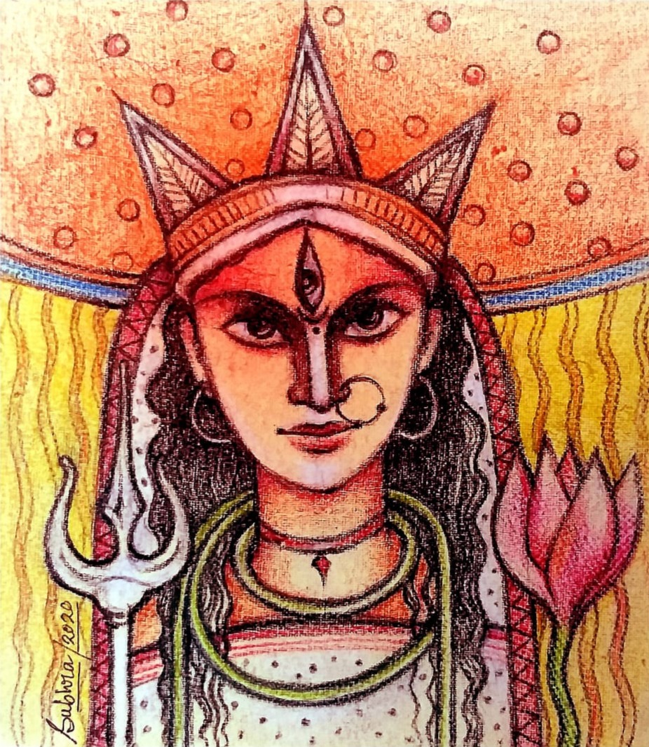 Goddess Durga pencil sketch