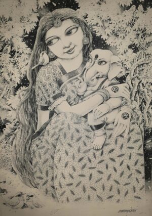 Maa Durga and Ganesh