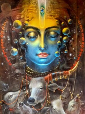 lord krishna acrylic painting