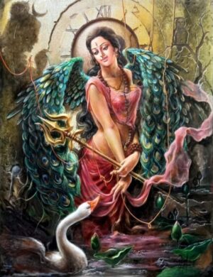 Mystical Goddess with Peacock Wings Artwork