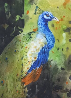 Watercolor Peacock Painting