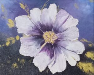 White Purple Flower Acrylic Canvas Painting