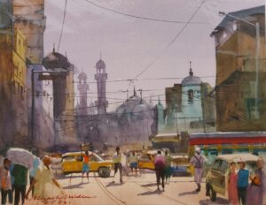 Cityscape Watercolor Artwork