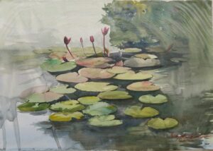 Water Lily Watercolor Painting