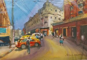 Street Scene Watercolor Painting