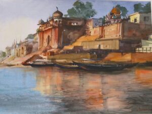 Riverside Heritage Watercolor Painting