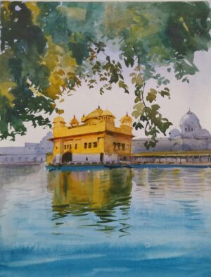 Golden Temple Watercolour Painting