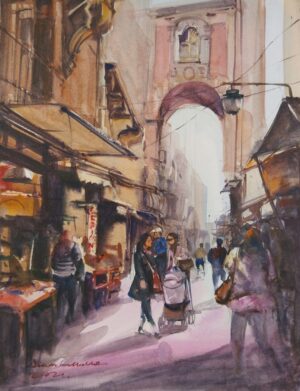Market Street Watercolor Painting